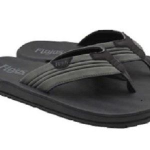Flojos Men's Memory Foam Flip Flops Grey Black